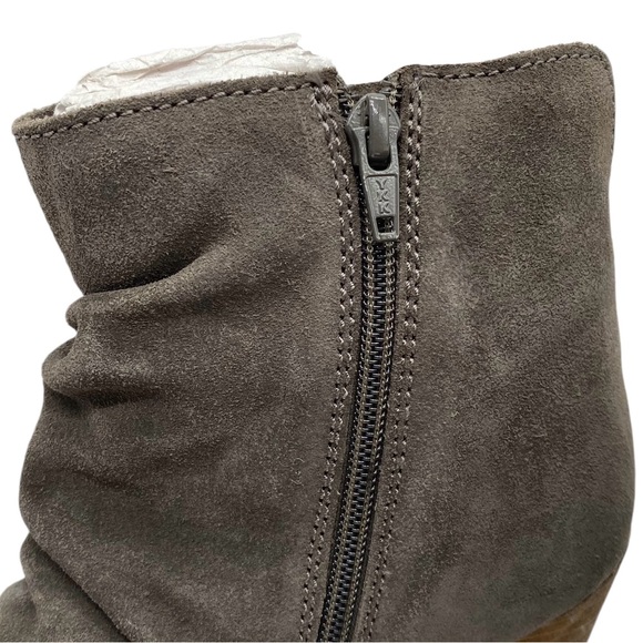 Diba Womens Shoes Bailey Boots Sz 8.5 Taupe Gray Suede Leather Ankle Wedge New - Picture 7 of 12